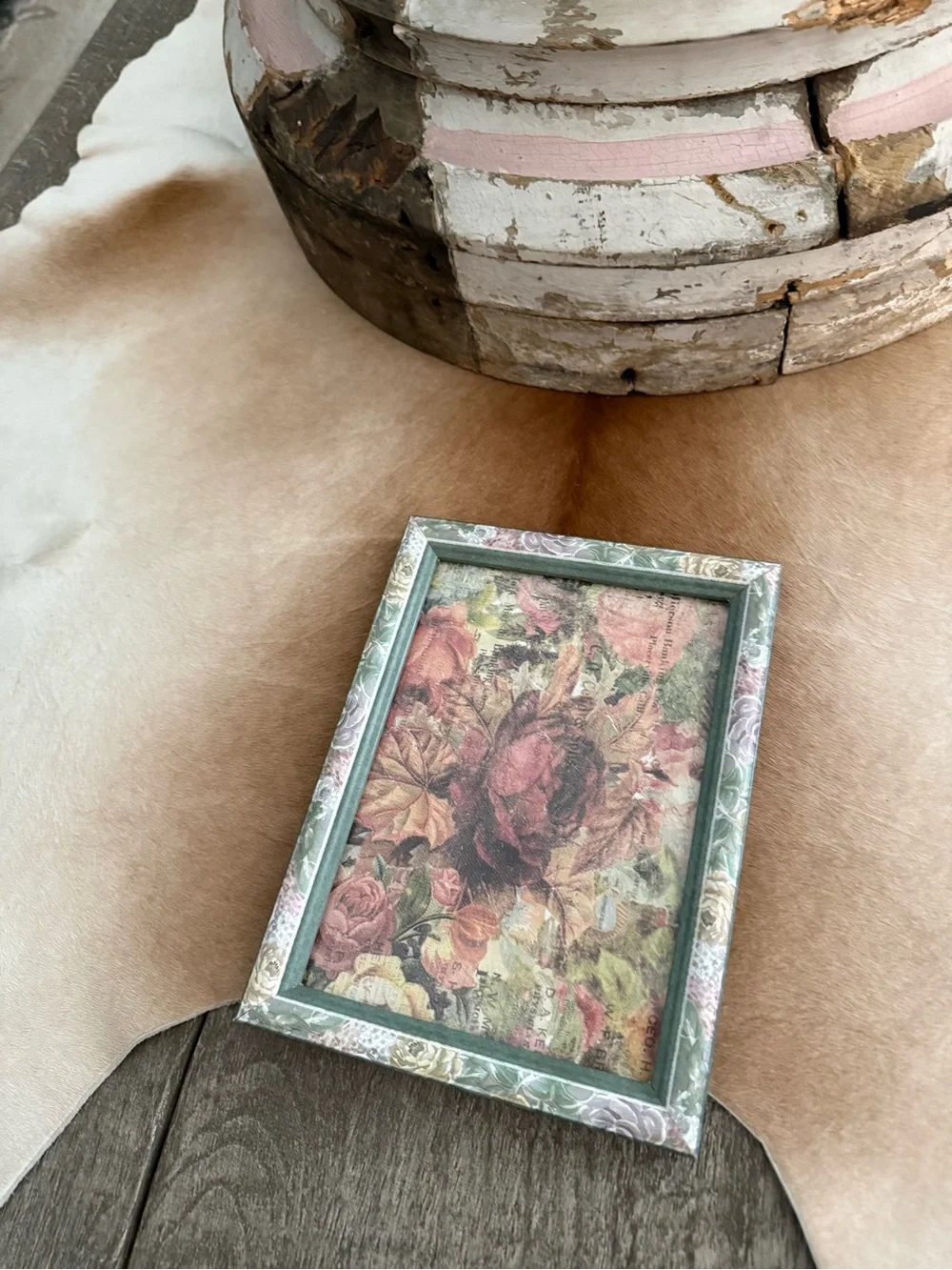 Vintage Style Floral Decoupage Photo Frame